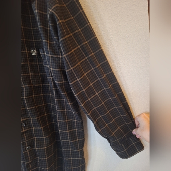 Daks London Mens Wool Blend Button Down Flannel Black/Tan/Gray Size 110 M/L - Picture 3 of 8